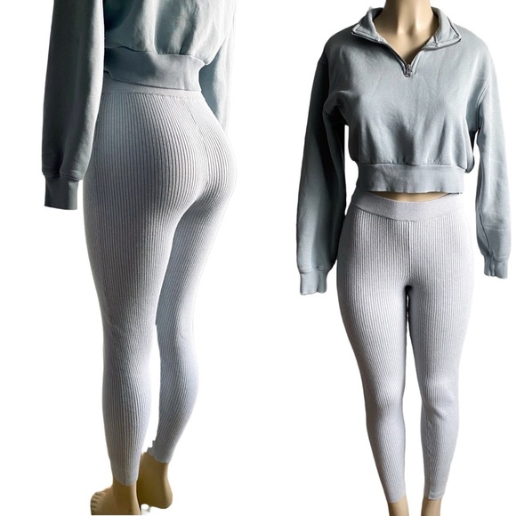 J. Crew Ribbed Ankle High Waisted Pants Leggings Athleisure Tight Loungewear S - Picture 5 of 13